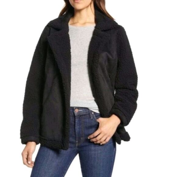 Caslon Black Faux Suede Sherpa Jacket Open Front Cozy Casual Fall Layering M - Picture 11 of 12